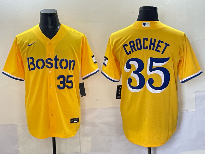 Men 2025 Boston Red Sox #35 Crochet yellow Nike MLB Jersey style 001->boston red sox->MLB Jersey